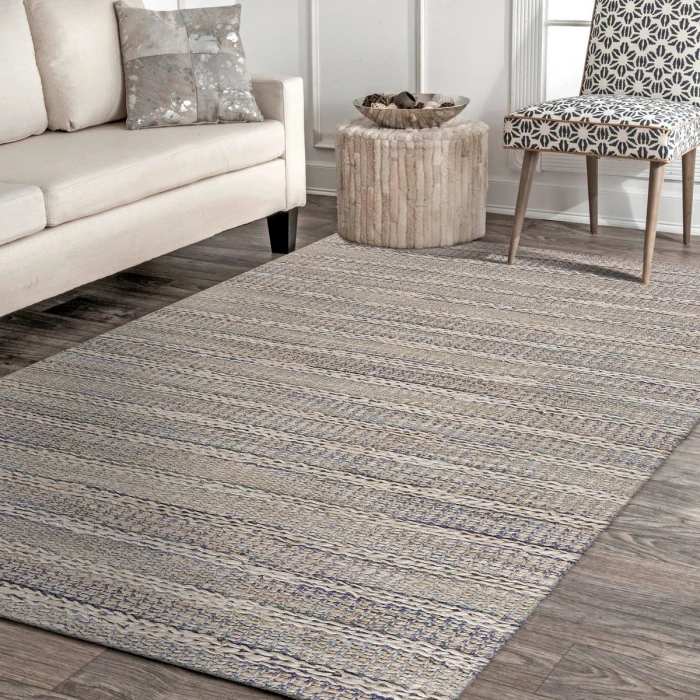 LR Home Bleached Naturals Light Blue/Ivory 81437 5 ft. X 7 ft. 9 in. Rect. Rug