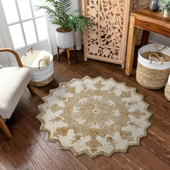Rugs Town Rose 21706 Beige 3' Round Rug