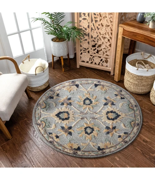 LR Home BELLA ROSE 21710 Gray 3' Round Rug