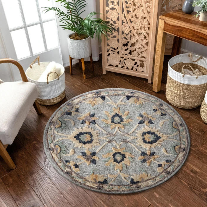 Rugs Town Rose 21710 Gray 3' Round Rug