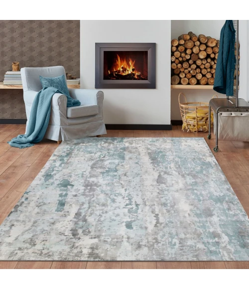 LR Home Calypso Blue/Gray 81695 9 ft. X 12 ft. Rect. Rug