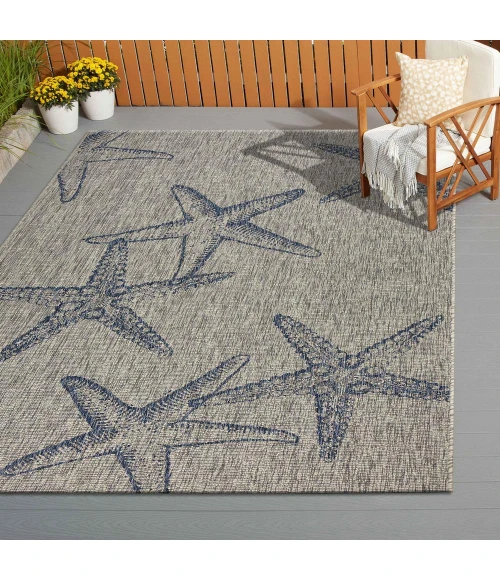 LR Home CAPTIVA 81019 Gray/ Navy 5'0" X 7'0 Rect. Rug
