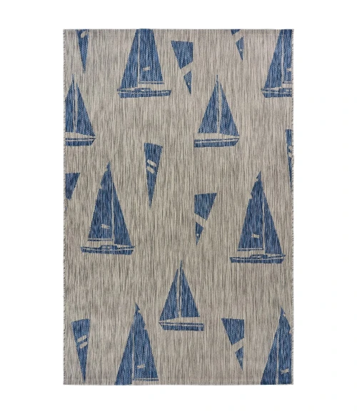 LR Home CATALINA 81502 Gray/ Navy 5'0" X 7'0 Rect. Rug