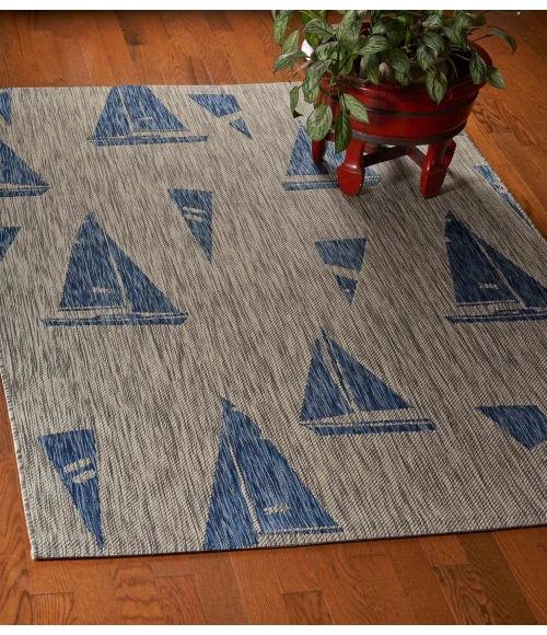 LR Home CATALINA 81502 Gray/ Navy 5'0" X 7'0 Rect. Rug