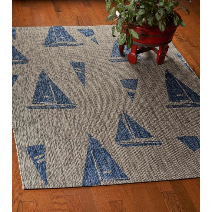 Rugs Town 81502 Gray/ Navy 7'9" X 9'9 Rect. Rug