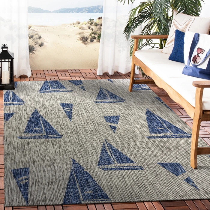 Rugs Town 81502 Gray/ Navy 7'9" X 9'9 Rect. Rug