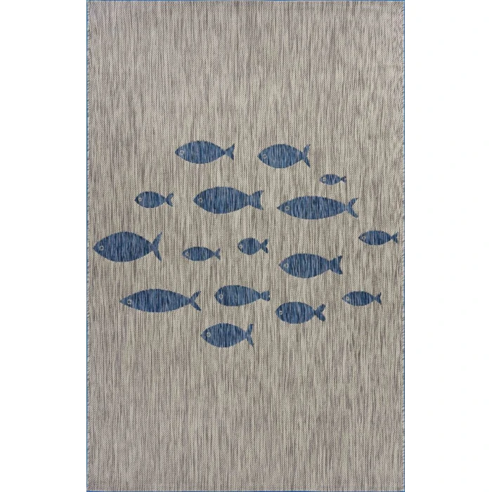 Rugs Town 81505 Gray/ Navy 7'9" X 9'9 Rect. Rug