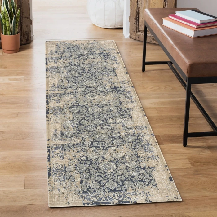 LR Home Cheshire Blue CHESH 2ft. x 7ft. Runner Rug