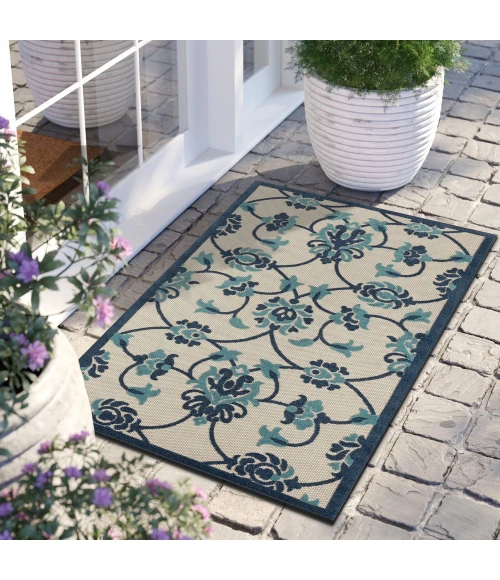 LR Home Copa Cabana 81813 Ivory/ Navy 2' X 3' Rect. Rug