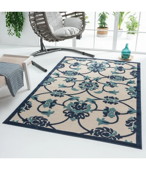 LR Home Copa Cabana 81813 Blue 3'6" X 5'6 Rect. Rug