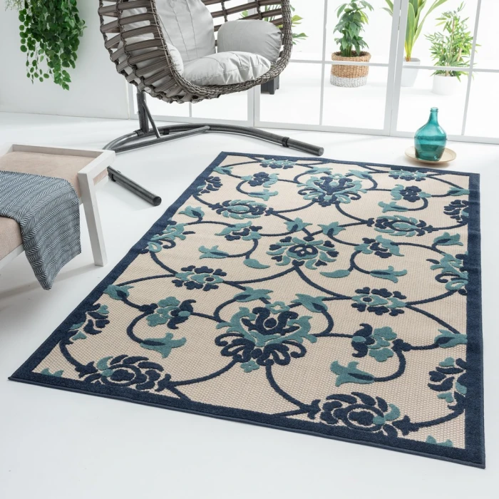 Rugs Town Cabana 81813 Blue 5' X 8' Rect. Rug
