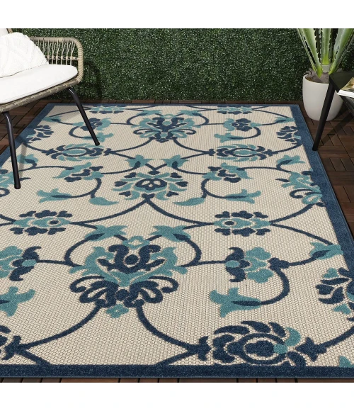 LR Home Copa Cabana 81813 Blue 3'6" X 5'6 Rect. Rug