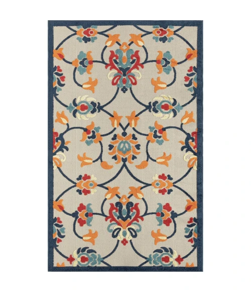 LR Home Copa Cabana 81814 Orange/ Multi 5' X 8' Rect. Rug