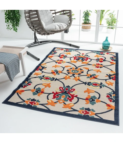 LR Home Copa Cabana 81814 Orange/ Multi 5' X 8' Rect. Rug