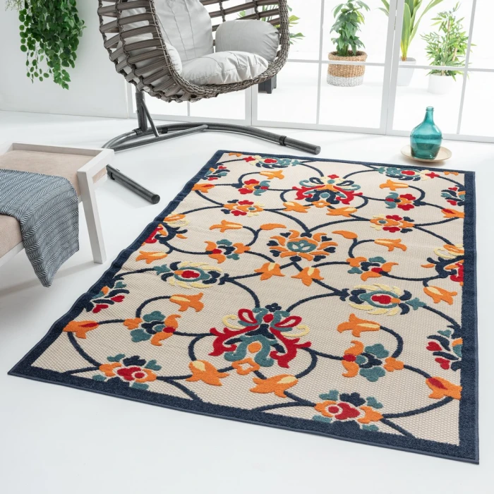Rugs Town Cabana 81814 Orange/ Multi 5' X 8' Rect. Rug