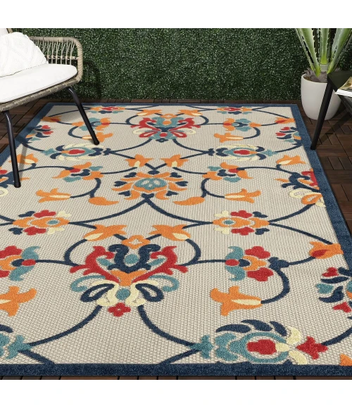 LR Home Copa Cabana 81814 Orange/ Multi 5' X 8' Rect. Rug