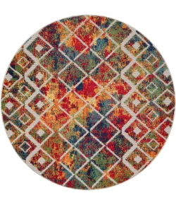 LR Home Copa Cabana Red COPAC 5ft.3in. x 5ft.3in. Round Rug