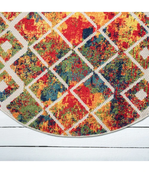 LR Home Copa Cabana Red COPAC 5ft.3in. x 5ft.3in. Round Rug