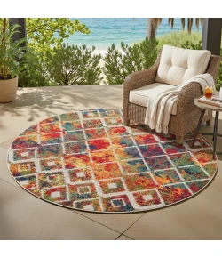 LR Home Copa Cabana Red COPAC 5ft.3in. x 5ft.3in. Round Rug