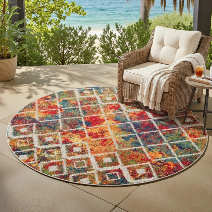 Rugs Town Cabana Red COPAC 7ft.6in. Round Rug