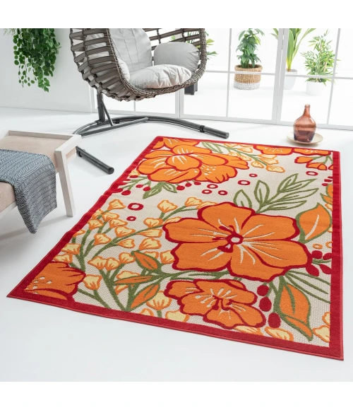 LR Home Copa Cabana 81820 Orange 5' X 8' Rect. Rug