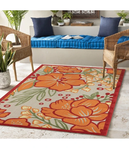 LR Home Copa Cabana 81820 Orange 5' X 8' Rect. Rug