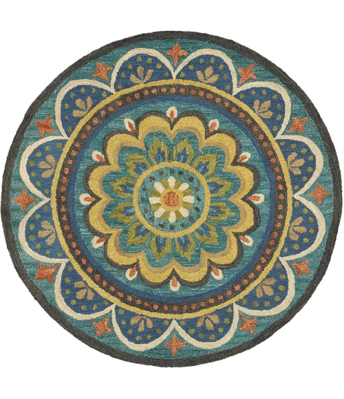 LR Home DAZZLE 54026 Blue 4' X 4' Round Rug