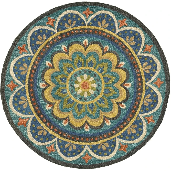LR Home DAZZLE 54026 Blue 4' X 4' Round Rug