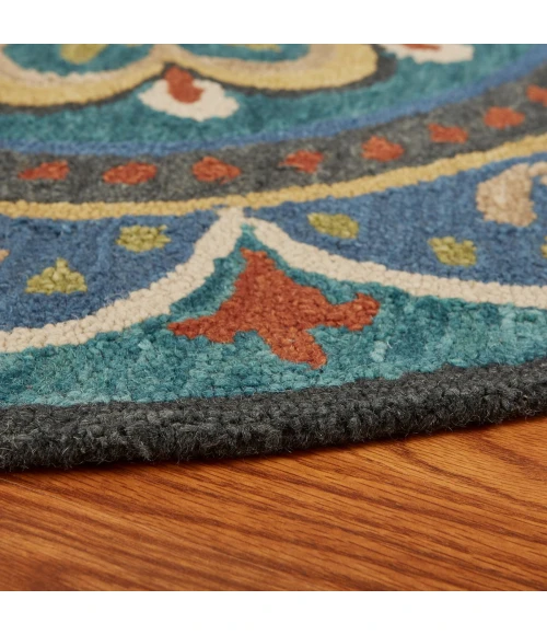 LR Home DAZZLE 54026 Blue 4' X 4' Round Rug