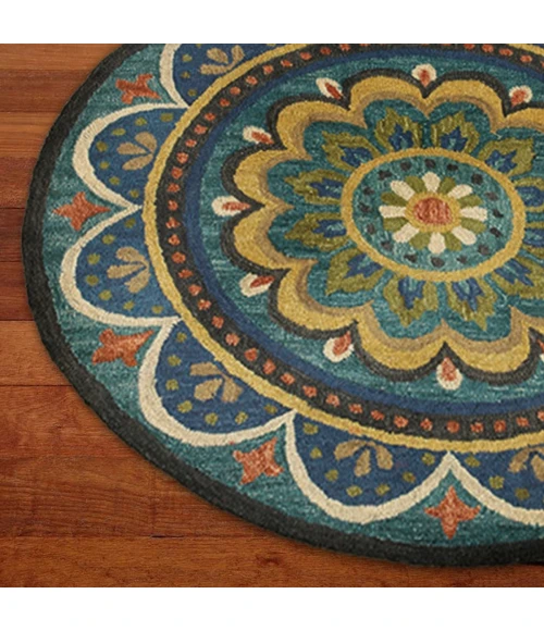 LR Home DAZZLE 54026 Blue 4' X 4' Round Rug