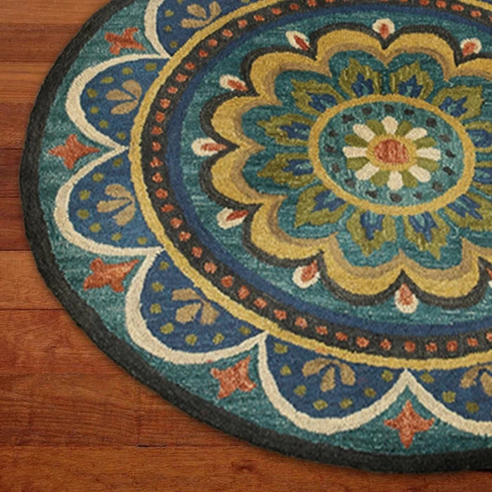 LR Home DAZZLE 54026 Blue 4' X 4' Round Rug