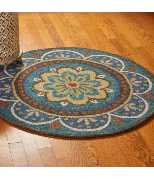 LR Home DAZZLE 54026 Blue 4' X 4' Round Rug