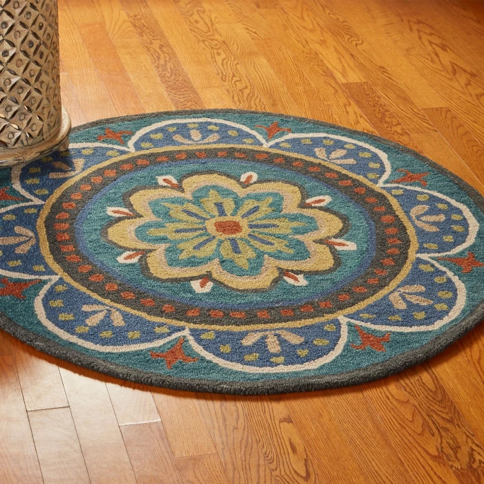 LR Home DAZZLE 54026 Blue 4' X 4' Round Rug