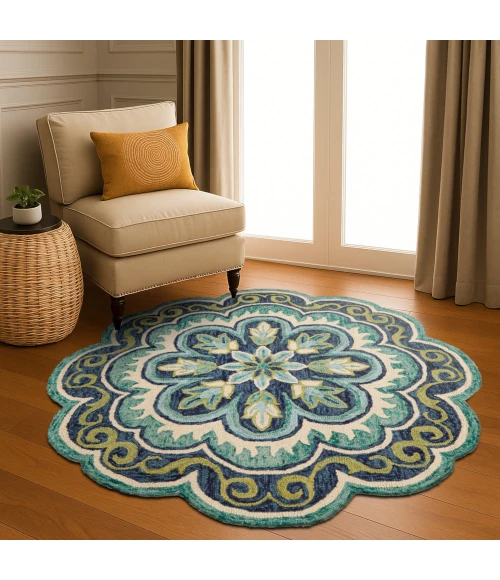 LR Home Dazzle Green DAZZL 8ft. Round Rug