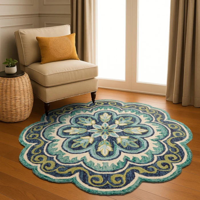LR Home Dazzle Green DAZZL 8ft. Round Rug
