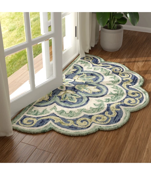 LR Home Dazzle Green DAZZL 2ft.3in. x 3ft.10in. Hearth Rug