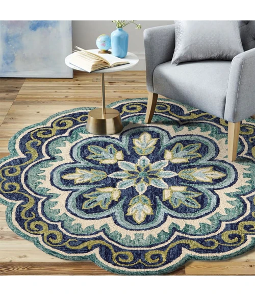 LR Home Dazzle Green DAZZL 8ft. Round Rug