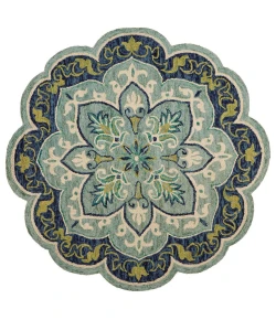 LR Home Dazzle 54077 Teal 4' X 4' Round Rug