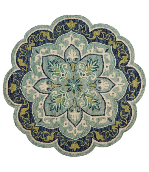 LR Home DAZZLE 54077 Teal 4' X 4' Round Rug