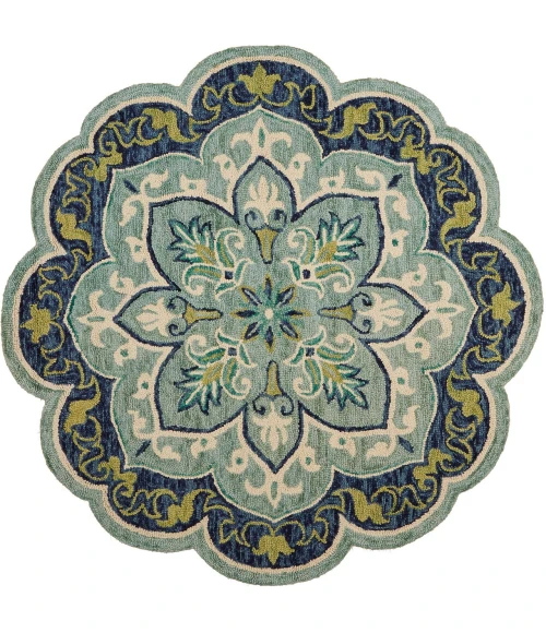 LR Home Dazzle Blue DAZZL 5ft. x 5ft. Round Rug