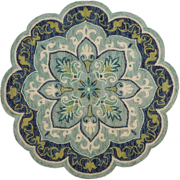 Rugs Town Blue DAZZL 5ft. x 5ft. Round Rug