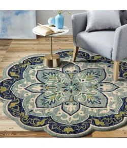 LR Home Dazzle Blue DAZZL 5ft. x 5ft. Round Rug