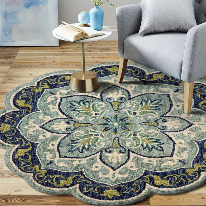 Rugs Town Blue DAZZL 5ft. x 5ft. Round Rug