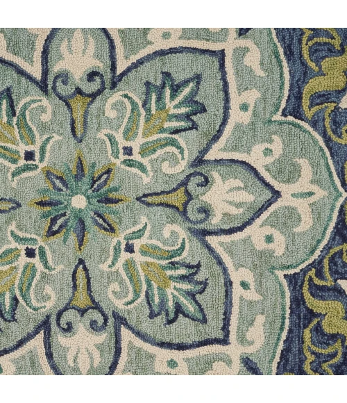 LR Home Dazzle Blue DAZZL 5ft. x 5ft. Round Rug