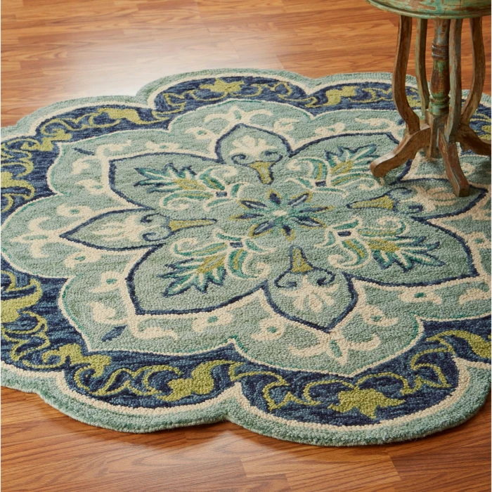 Rugs Town Blue DAZZL 5ft. x 5ft. Round Rug