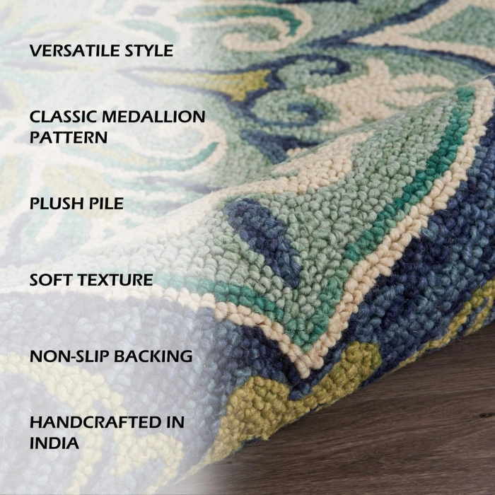 Rugs Town Blue DAZZL 5ft. x 5ft. Round Rug