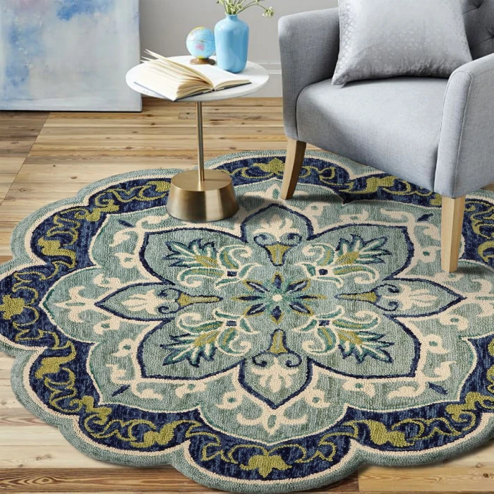 Rugs Town 54077 Teal 4' X 4' Round Rug