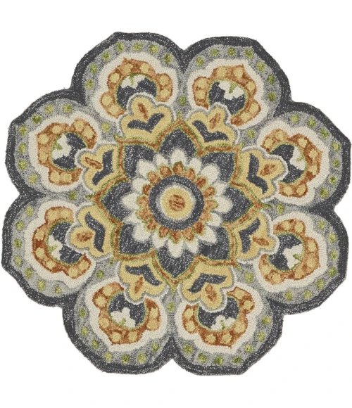 LR Home DAZZLE 54078 Gray 4' X 4' Round Rug