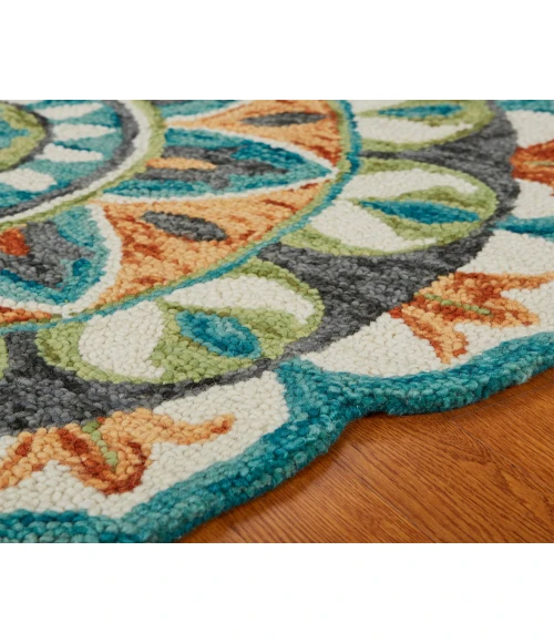 LR Home DAZZLE 54085 Teal/ Green 5' Round Rug