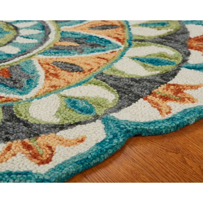 LR Home DAZZLE 54085 Teal/ Green 5' Round Rug